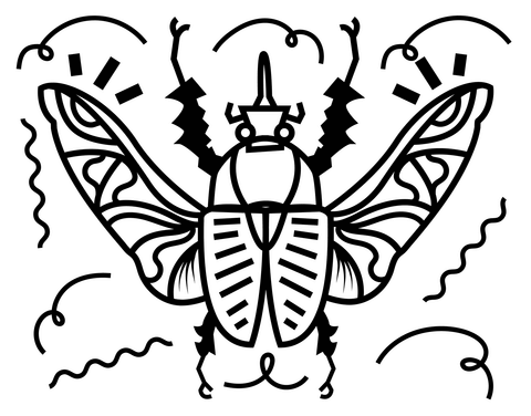 Winged Beetle Coloring Page